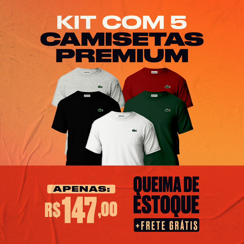 Kit 5 Camisetas LCT Premium - Pague 3 e Leve +2 de Brinde