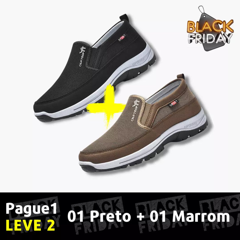 [COMPRE 1 LEVE 2] Tênis Mocassim Ortopédico Antiderrapante + Brinde Exclusivo Carteira de Couro