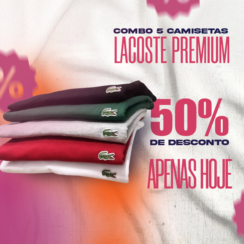 Combo 5 Camisetas Lacoste Premium - (LIQUIDAÇÃO)